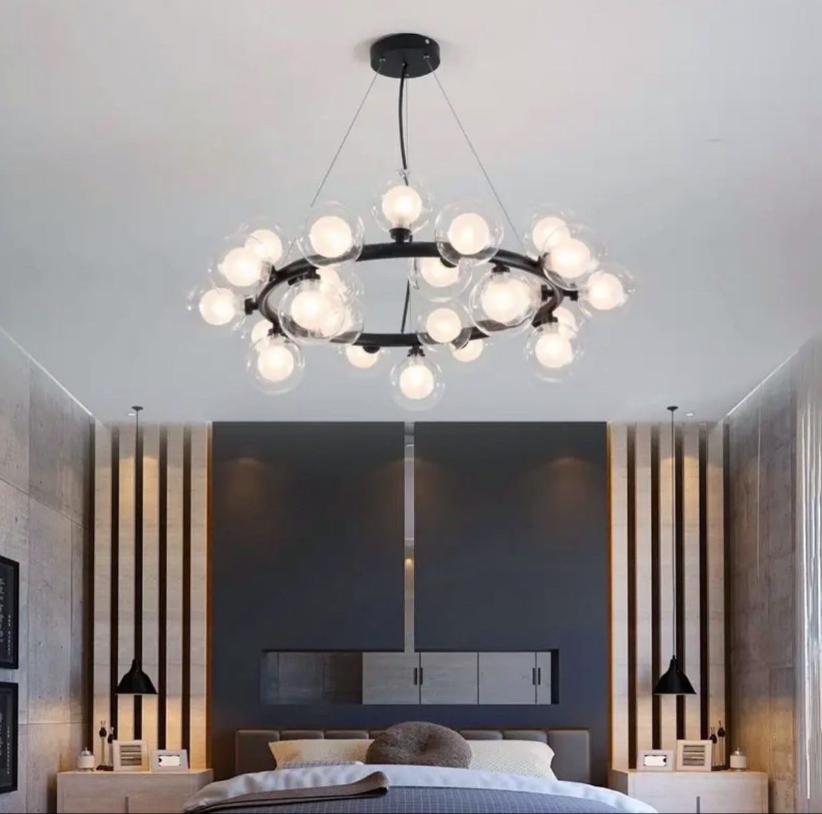 لوستر مولکولی ۲۴ شعله برند OWL حباب شیشه ای بزرگ