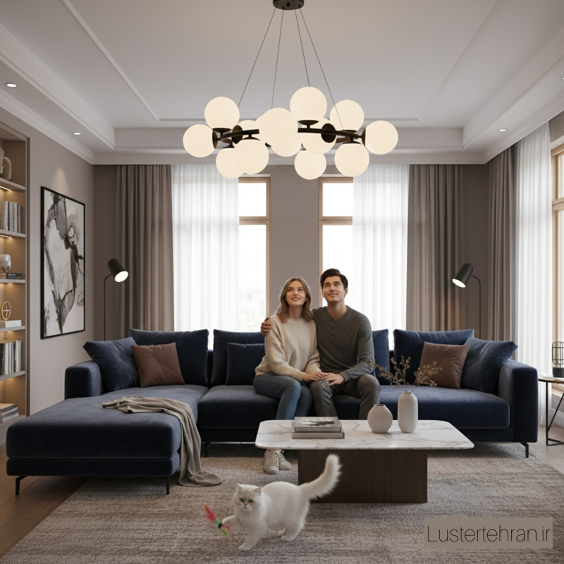 لوستر مولکولی ۱۶ شعله حباب شیشه برند OWL