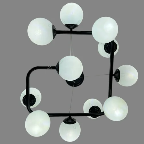 لوستر مربع کژوال ۱۱ شعله با حباب شیشه برند OWL