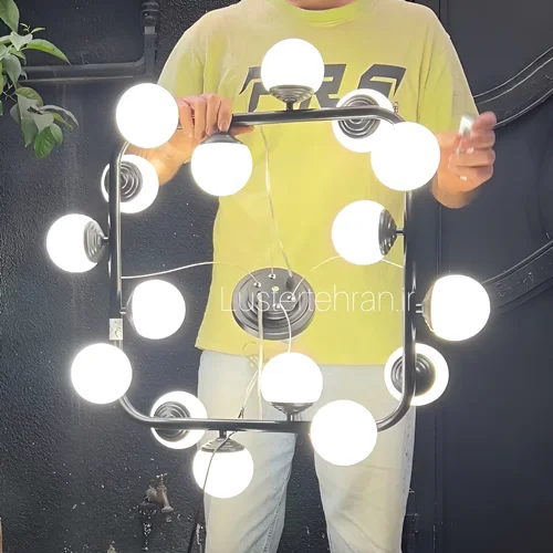 لوستر ۱۶ شعله مولکولی بهمراه لامپ حباب مخصوص برند OWL