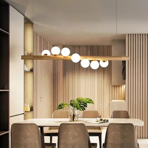 لوستر اویز لاینری بامبو بهمراه لامپ ژورنالی مولکولی برند OWL