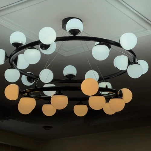 لوستر 42 شعله ژورنالی مولکولی 2 طبقه با لامپ نایاب مولکولی برند OWL