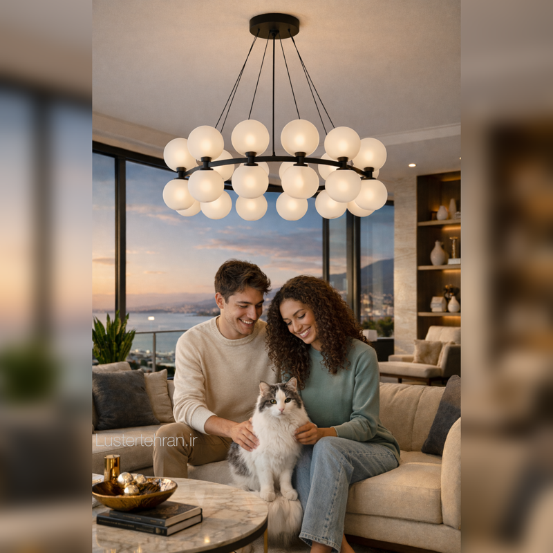 لوستر مولکولی گرد ۲۰ شعله مدل ۲۰۲۶ کد LR202 برند OWL