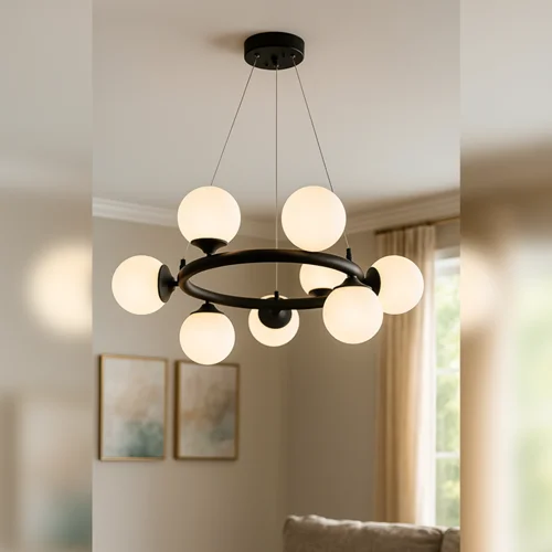 لوستر مولکولی ۸ شعله حباب شیشه برند OWL