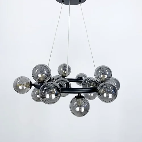 لوستر گرد ۱۲ شعله مولکولی با حباب کروم جیوه ای خاص برند OWL