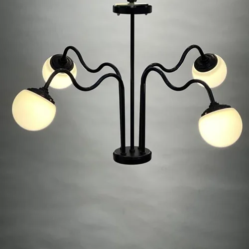 لوستر نئوکلاسیک سر پایین 4 شعله مولکولی با لامپ حباب خاص برند OWL