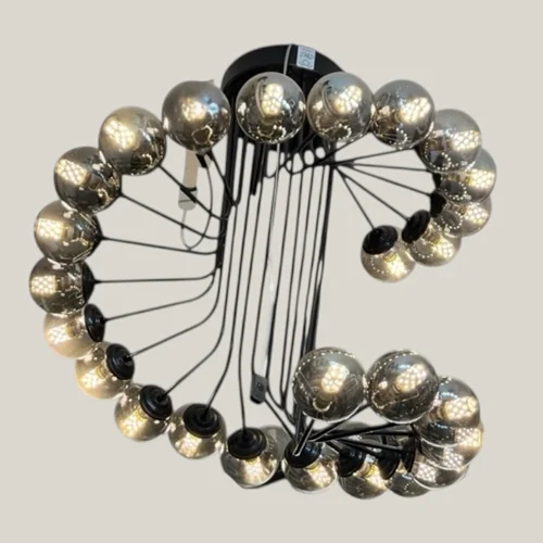 لوستر ۲۶ شعله فرانسوی خاص و نایاب با حباب شیشه جیوه ای برند OWL